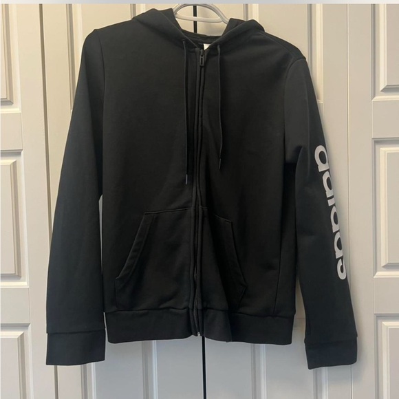 adidas Tops - Adidas Women’s Full Zip Hoodie | Black Logo Sleeve | Size Medium